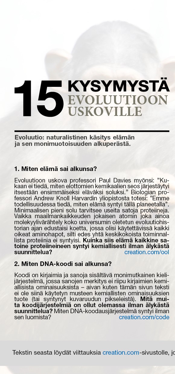 15 kysymystä evoluutioon uskoville sivu 2